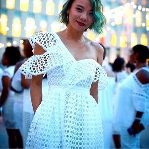 Self-Portrait White Lace Frill Midi Dress. Worn once. Size 0